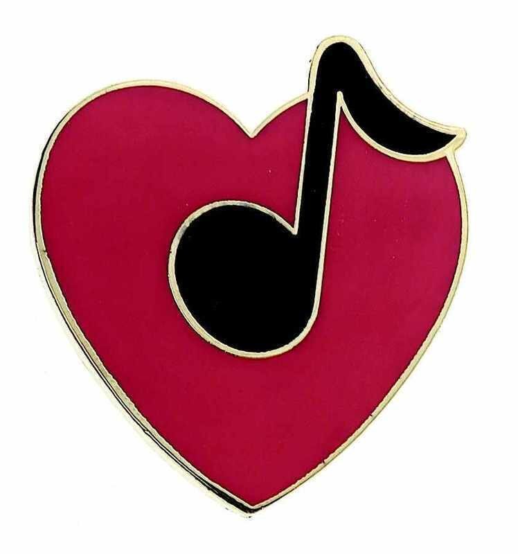 Mini Pin Heart with Quaver Note - Assorted Colours