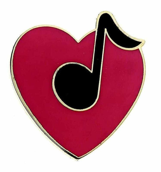 Mini Pin Heart with Quaver Note - Assorted Colours