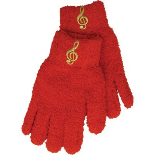 Fuzzy Gloves G Clef Red