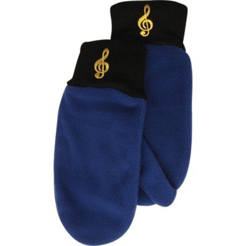 Fleece Mittens G Clef Royal Blue Small/Medium