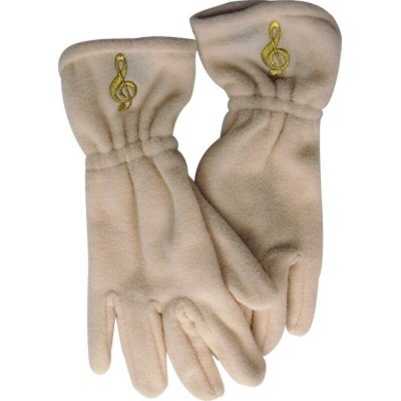 Fleece Gloves G Clef White Medium/Large