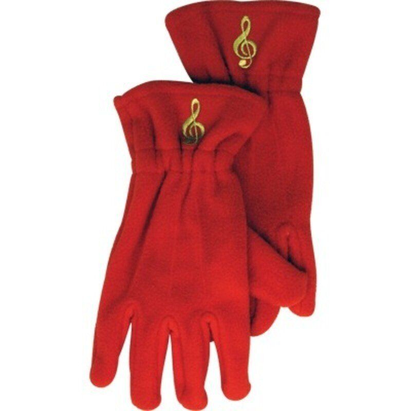 Fleece Gloves G Clef Red Small/Medium