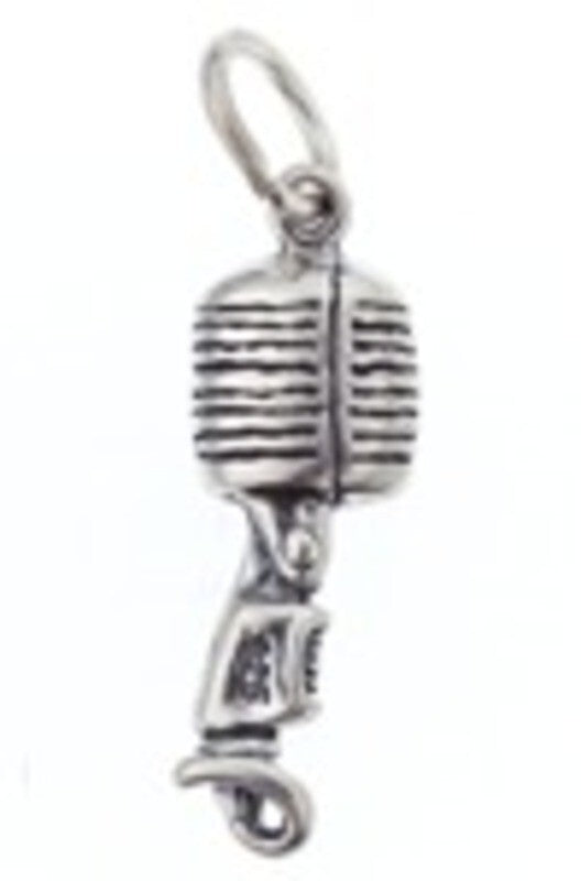 Sterling Silver Charm Vintage Microphone