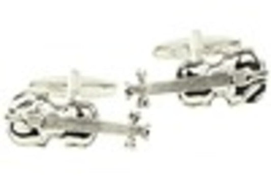 Cuff Links Silvertone W/ Gift Box Violin