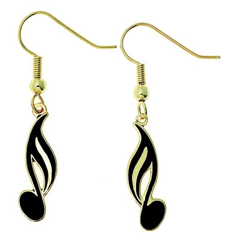 Black Semi Quaver Earrings 1 3/4" Long x 1/4" Wide