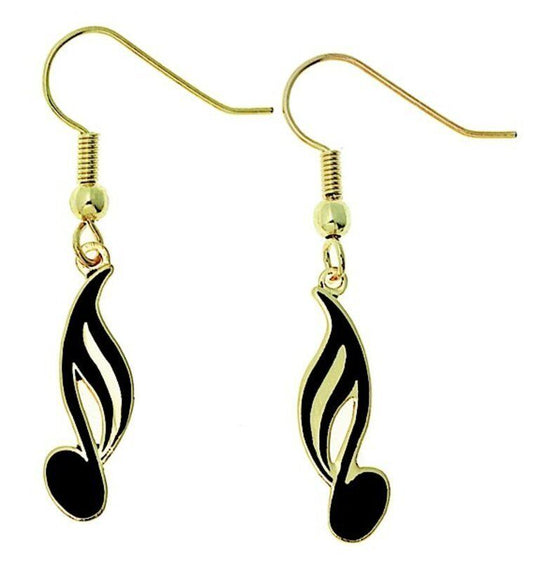 Black Semi Quaver Earrings 1 3/4" Long x 1/4" Wide