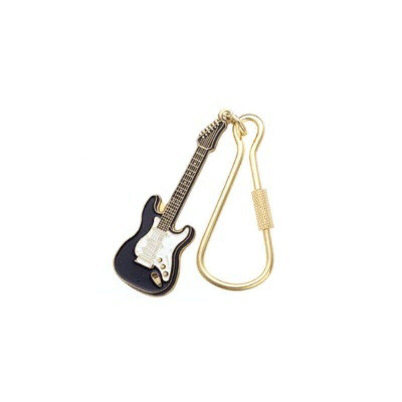 Black Strat Guitar Keychain 2 3/8" Long x 3/4" Wide