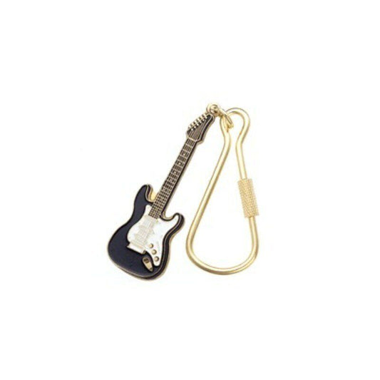 Black Strat Guitar Keychain 2 3/8" Long x 3/4" Wide