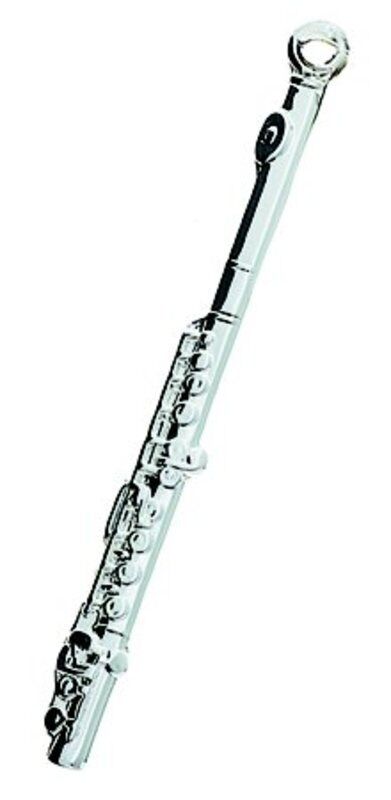 Silver Flute Keychain 2 3/8" Long x 1/4" Wide