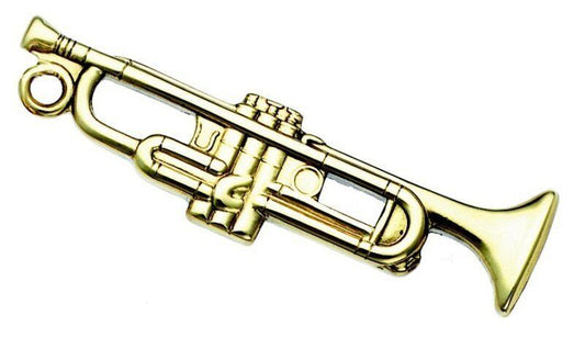 Polished Brass Trumpet Keychain 1 7/8" x 5/8"
