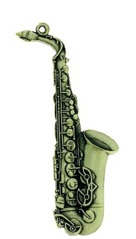 Antique Brass Alto Saxophone Keychain 2.625" x 1.625"
