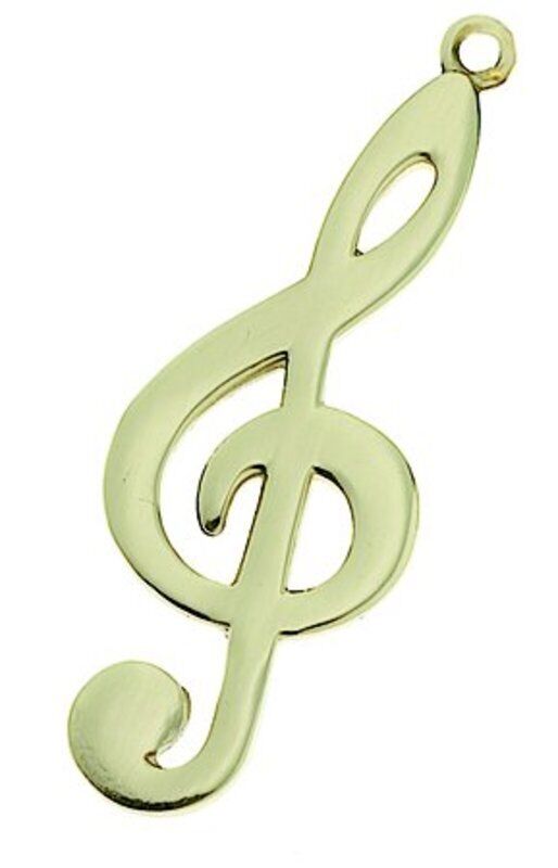 G Clef Keychain in Polished Brass