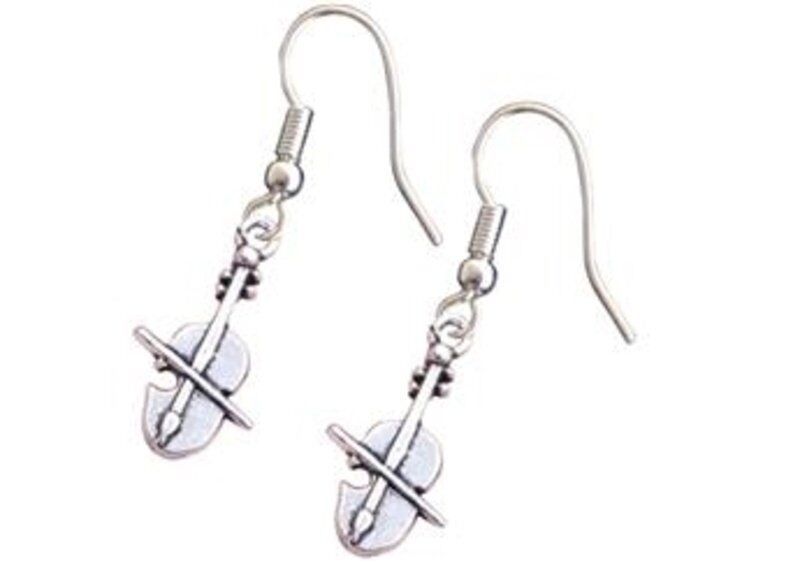 Silver Bow Violin Earrings by AIM Gifts