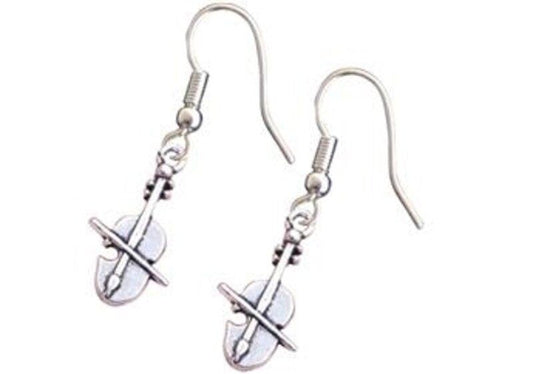 Silver Bow Violin Earrings by AIM Gifts