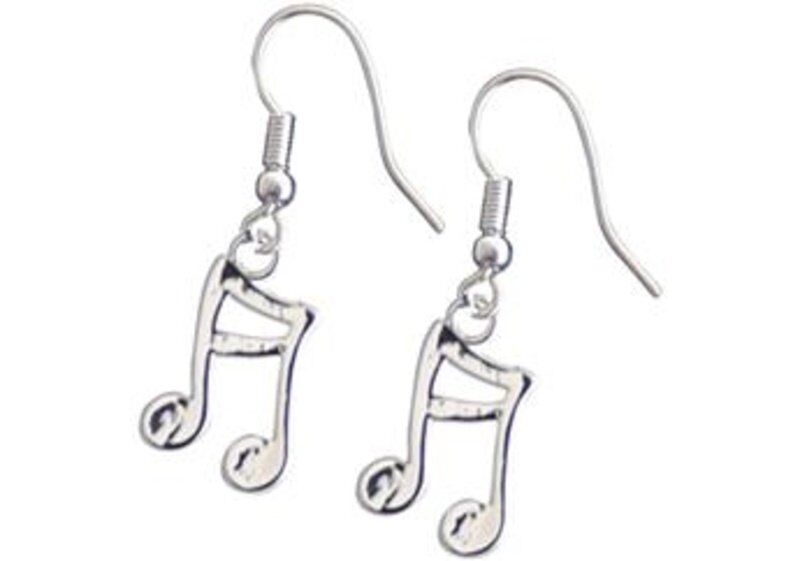 Beamed Semi Quaver Note Silver Earrings by AIM Gifts