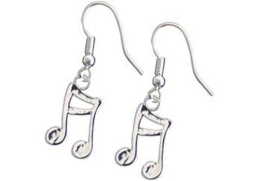 Beamed Semi Quaver Note Silver Earrings by AIM Gifts