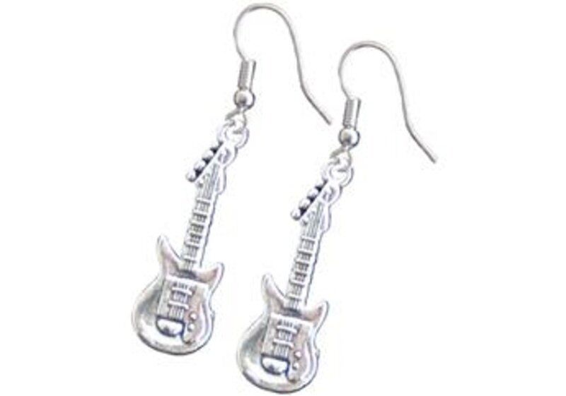 Silver Electric Guitar Earrings by AIM Gifts