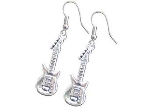 Silver Electric Guitar Earrings by AIM Gifts