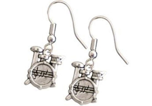 Silver Drum Kit Earrings by AIM Gifts