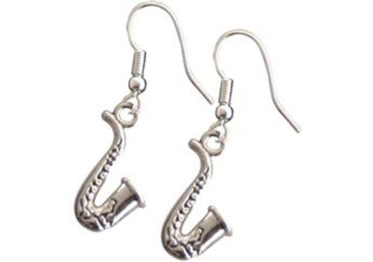 Silver and Black Saxophone Earrings