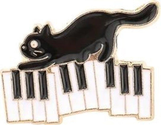 Kitten on Music Staff Pin