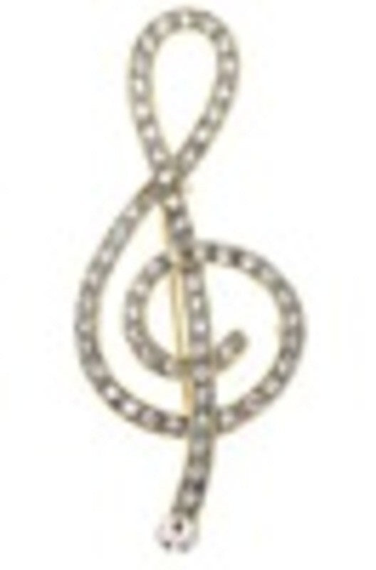 Rhinestone Brooch G Clef