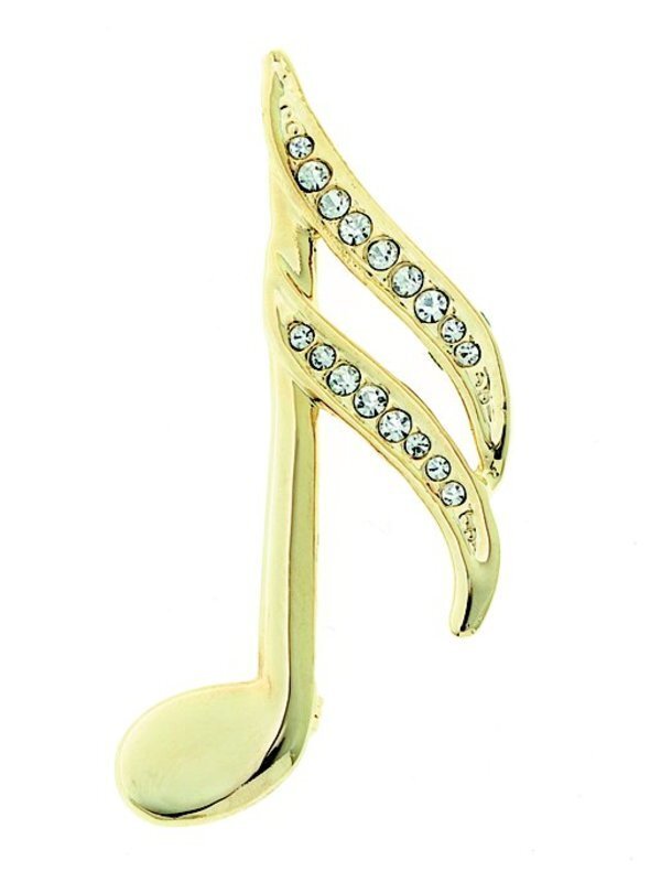 Rhinestone Brooch Large 16th Note