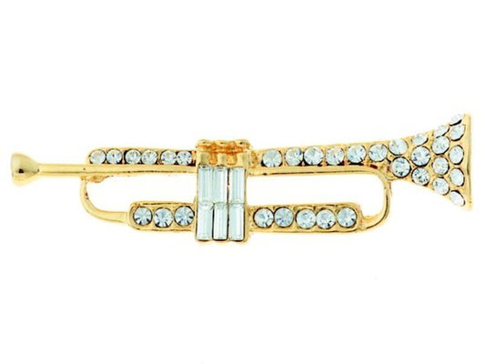 Rhinestone Brooch Large Trumpet