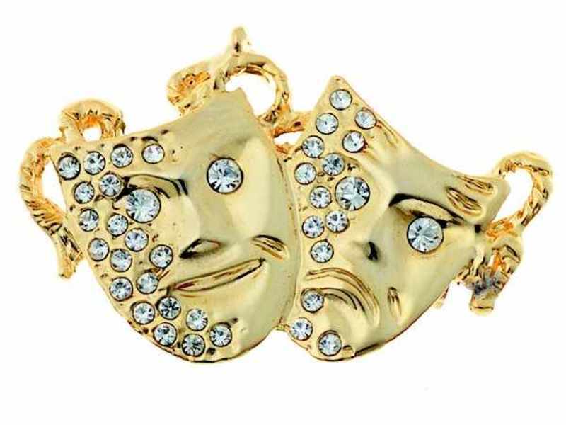 Rhinestone Brooch Comedy Tragedy