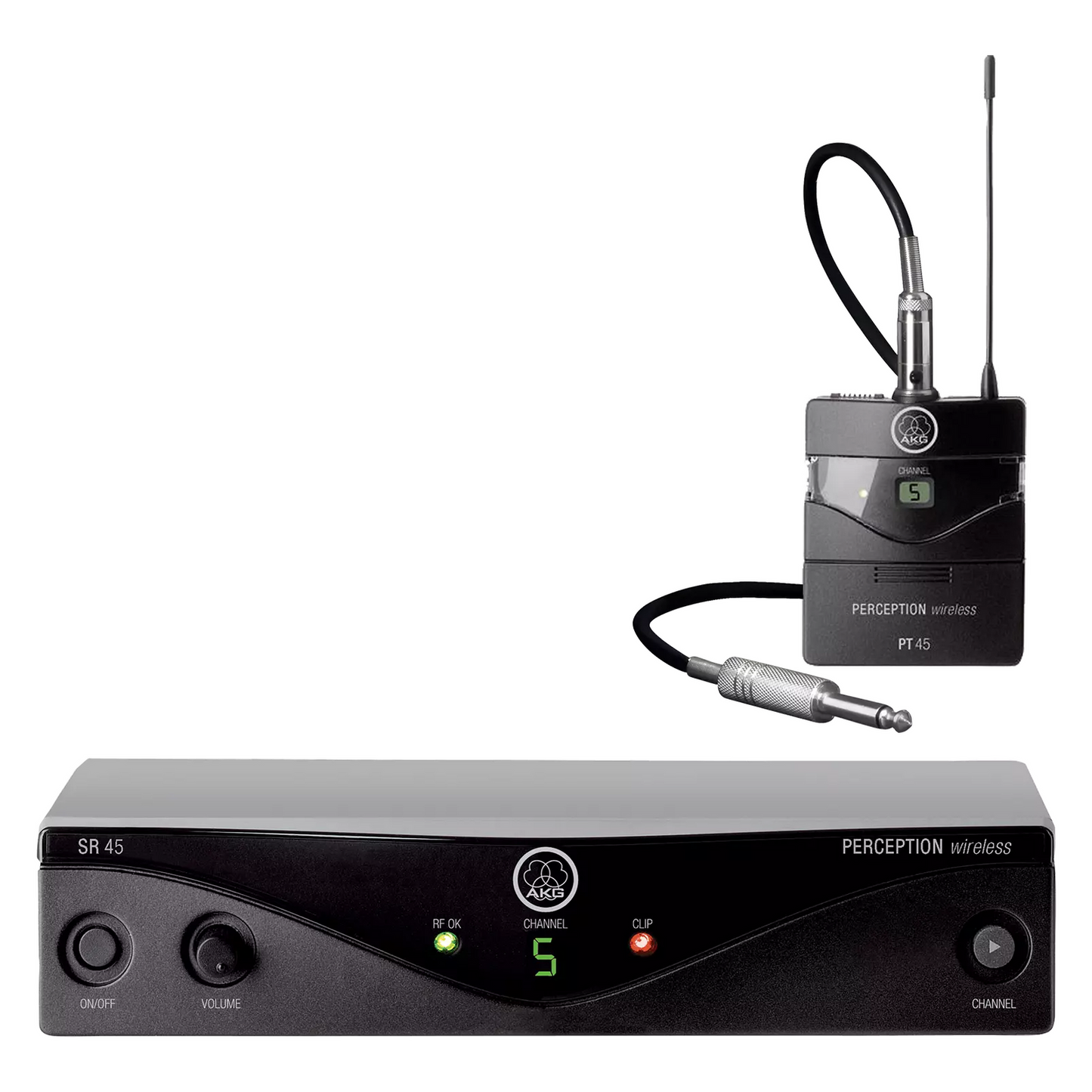 AKG PW45INST Perception Wireless Instrument Set with MKGL Cable - Lightweight PT45 Body-Pack Transmitter, Professional Mini XLR Connector