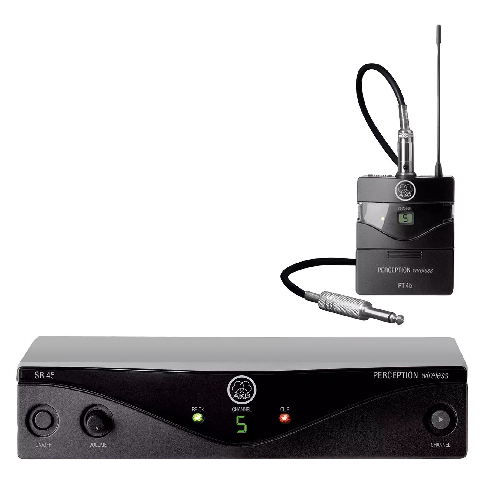 AKG PW45INST Perception Wireless Instrument Set with MKGL Cable - Lightweight PT45 Body-Pack Transmitter, Professional Mini XLR Connector