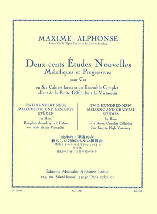 200 New Melodic and Gradual Studies Vol 3 for Horn by Alphonse Leduc