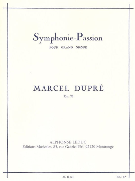 Dupre - Passion Symphony Op 23 For Organ (Softcover Book)