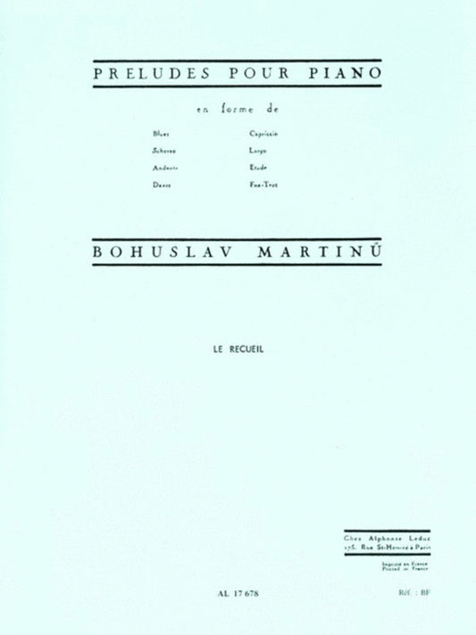 Martinu - Preludes For Piano (Softcover Book)