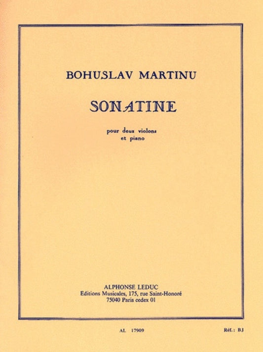 Martinu - Sonatine For 2 Violins/Piano (Softcover Book)