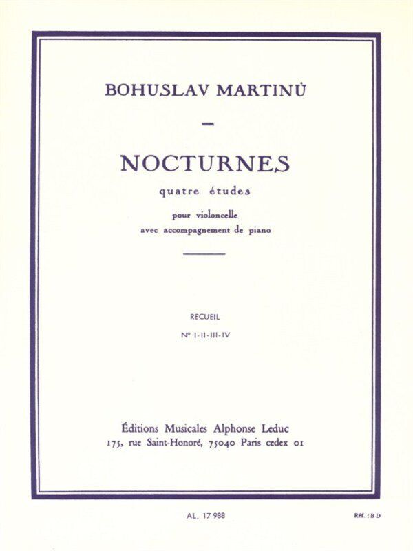 Martinu - Nocturnes: 4 Etudes for Cello and Piano