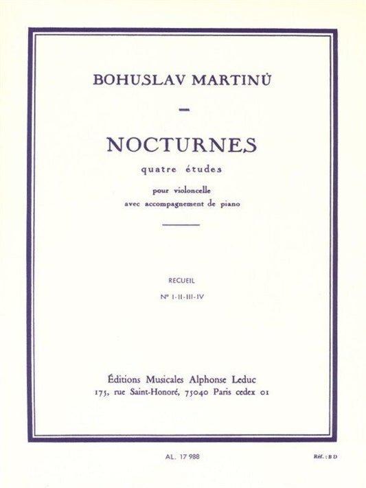 Martinu - Nocturnes: 4 Etudes for Cello and Piano