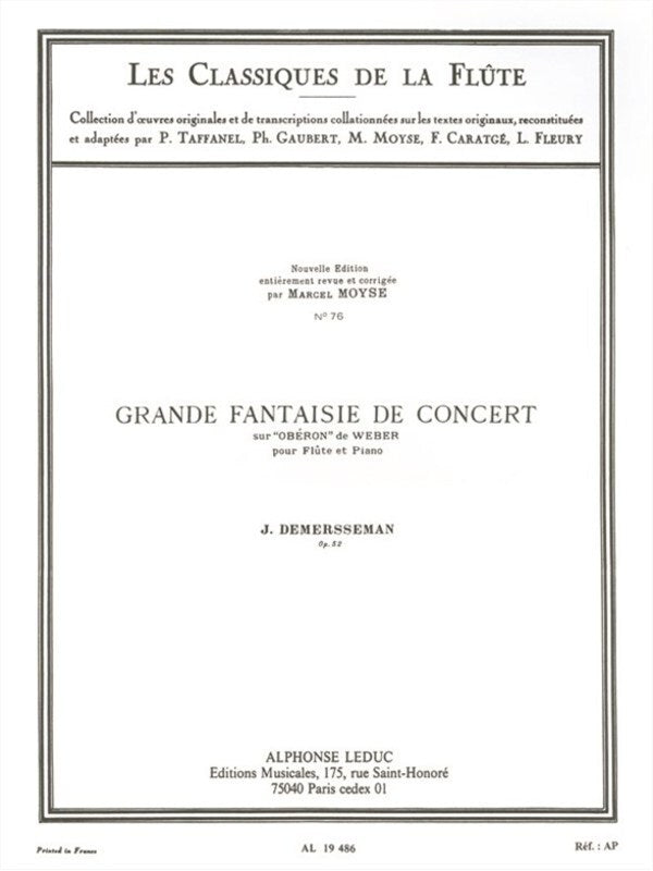 Demersseman - Grande Fantaisie De Concert Op 52 Flute/Piano