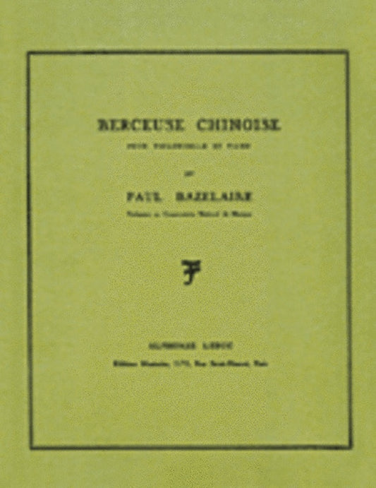 Bazelaire - Berceuse Chinoise Op 115 Cello/Piano (Softcover Book)