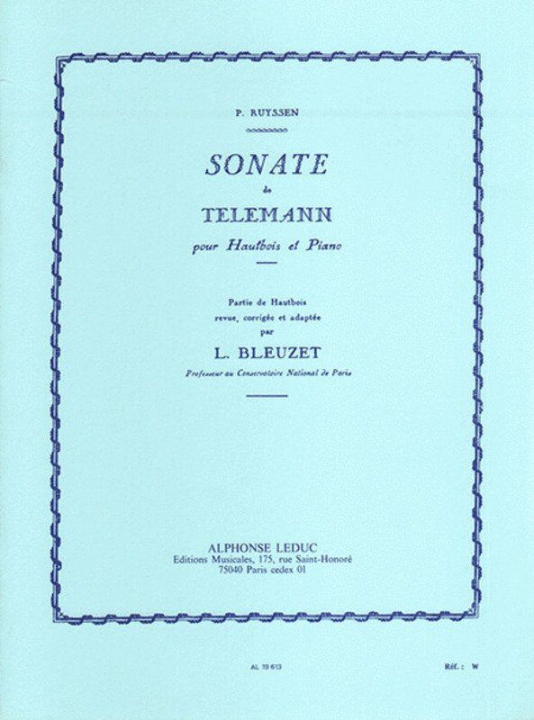 Telemann - Sonata in A Minor for Oboe and Piano, 128 Pages, Alphonse Leduc