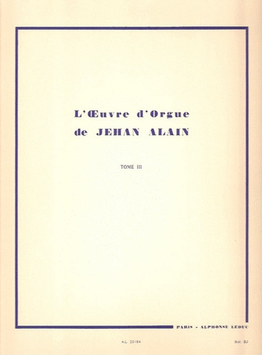 Alain - Organ Works Vol 3 (Softcover Book)