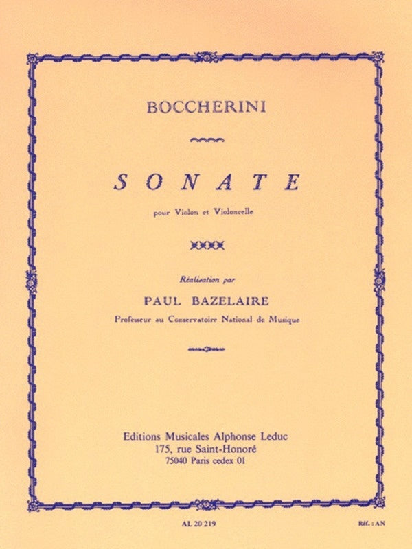 Sonata (Bazelaire) Violin And Cello (Softcover Book)