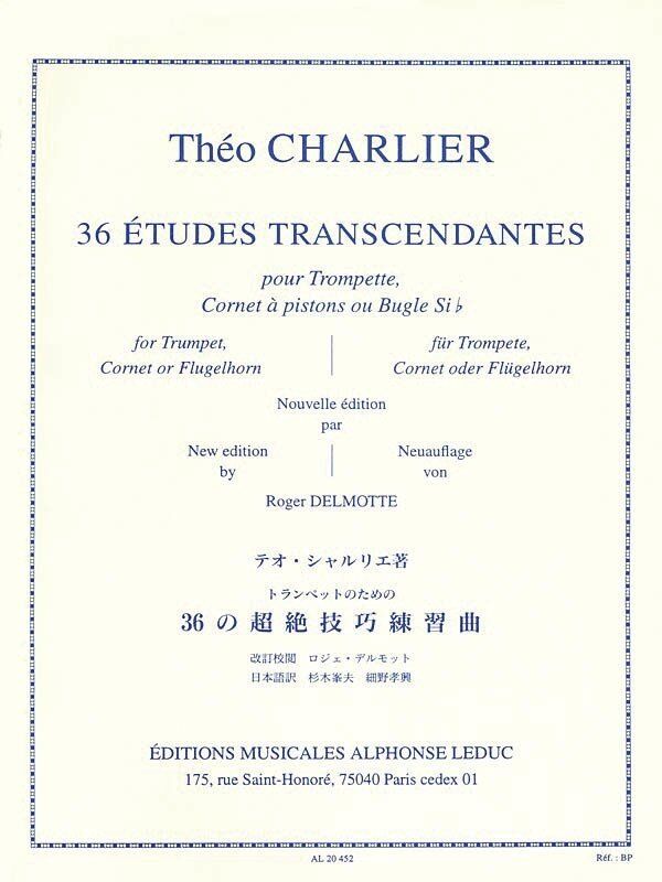 Charlier 36 Transcendental Etudes for Trumpet by Theo Charlier, Published by Alphonse Leduc