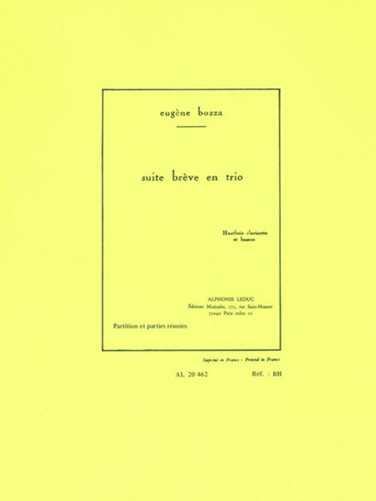 Suite Breve En Trio Form Op 67 Oboe/Clarinet/Bassoon (Music Score/Parts)