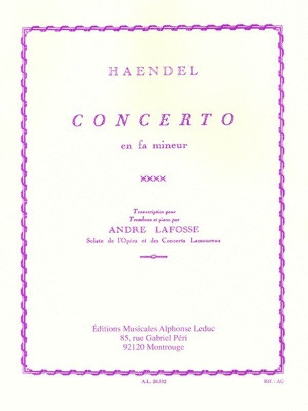 Handel - Concerto in F Minor for Trombone and Piano by Andre Lafosse
