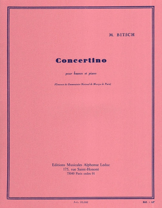 Bitsch - Concertino For Bassoon/Piano (Softcover Book)