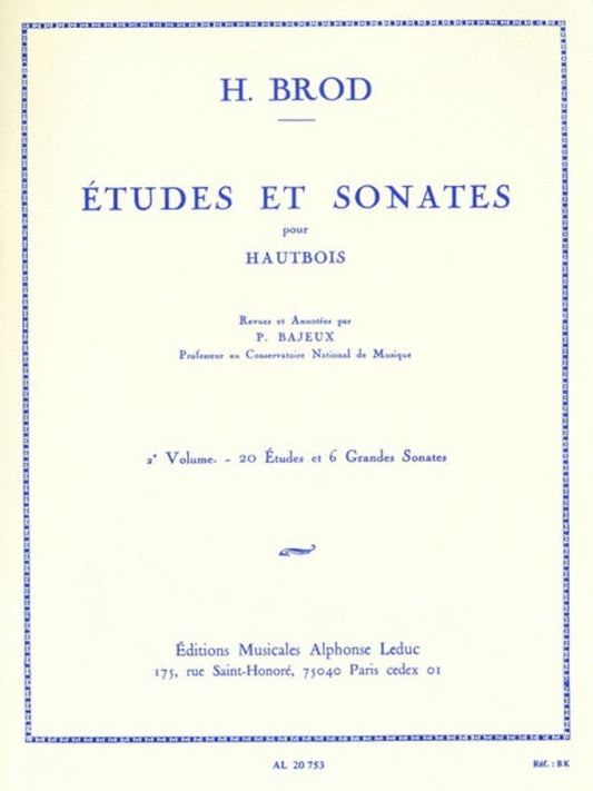 Brod - Etudes And Sonatas Vol 2 Oboe (Softcover Book)