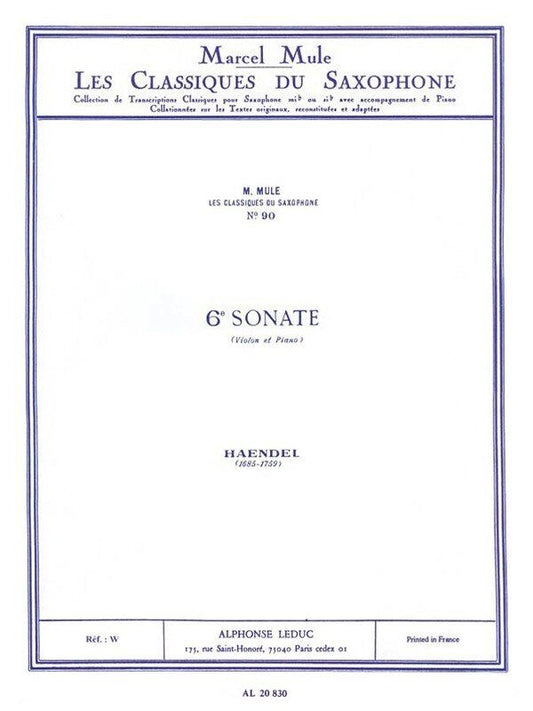 Handel - Classique Saxophone Sonata No. 6 for Alto Saxophone and Piano