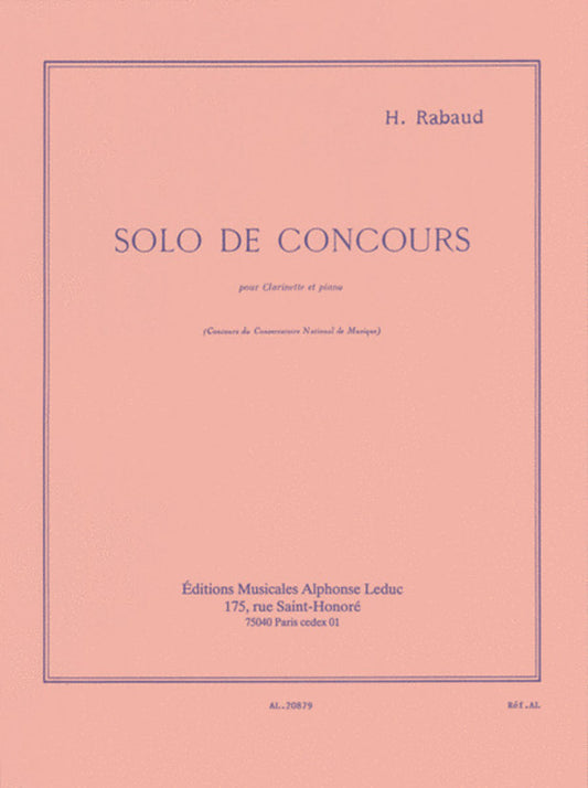 Rabaud - Solo De Concours Op 10 Clarinet/Piano (Softcover Book)