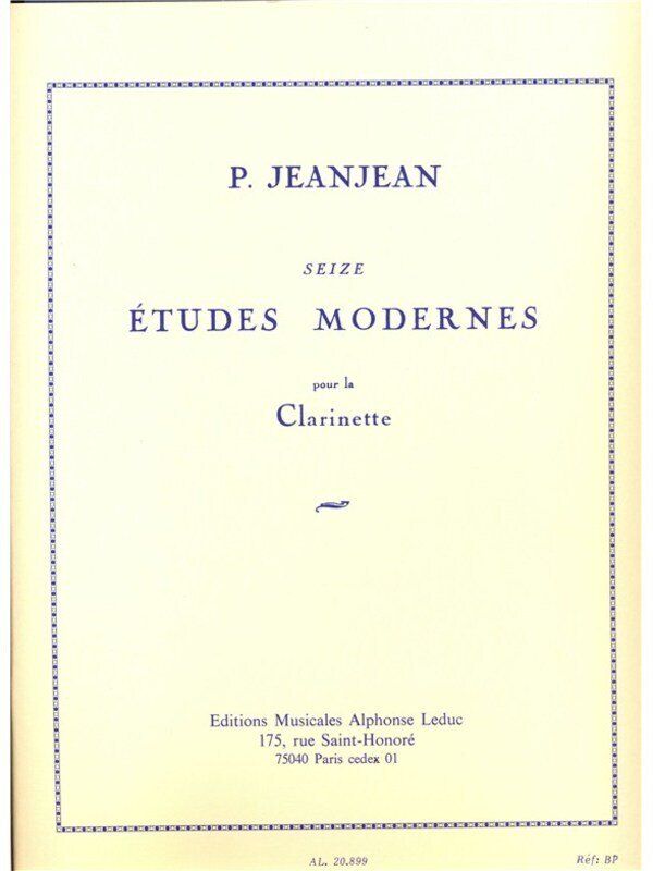 JeanJean 16 Modern Etudes for Clarinet by Paul Jeanjean